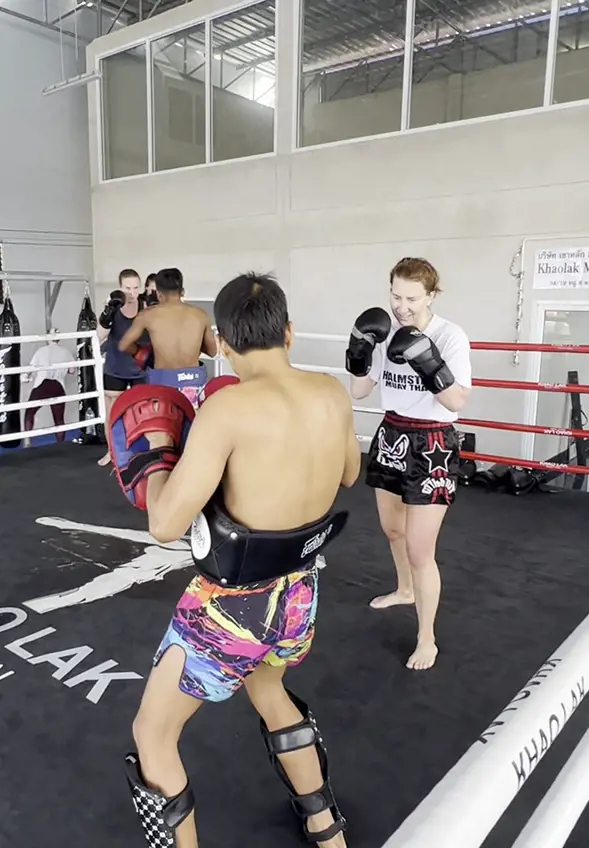 Pad work at Khao Lak Muay Thai & Muay Boran